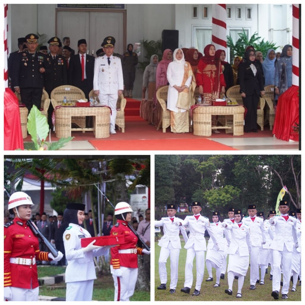 Penurunan Bendera Merah Putih di Tanjab Timur pada HUT Ke-80 RI Berlangsung Khidmat dan Meriah 